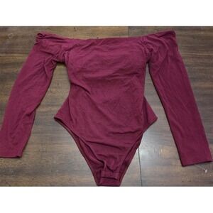 NWOT LUSH L Long Sleeve Bodysuit Off Shoulder Cut Out Sammi 125430